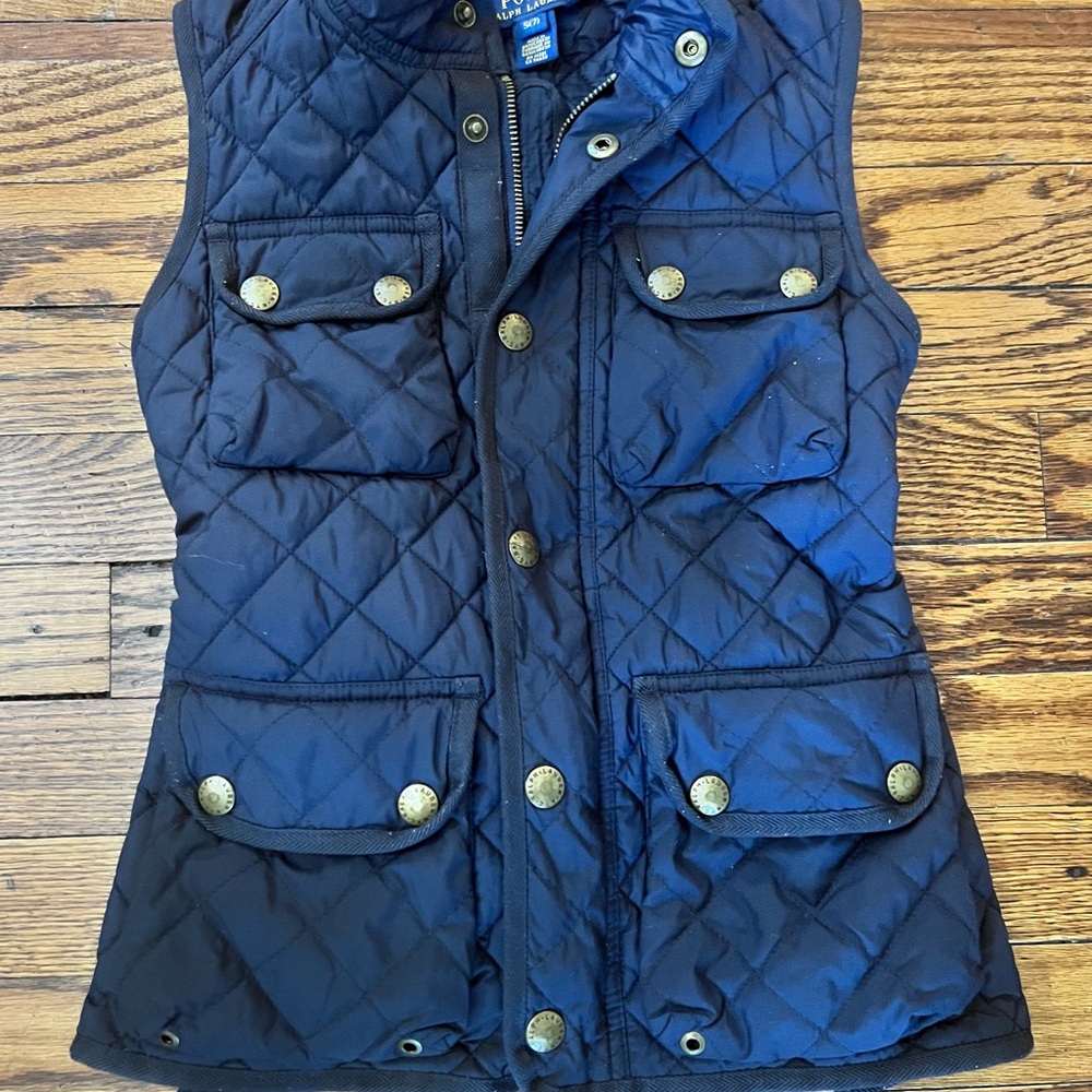 Polo by Ralph Lauren Kids Navy Blue Quilted Vest with Gold Buttons